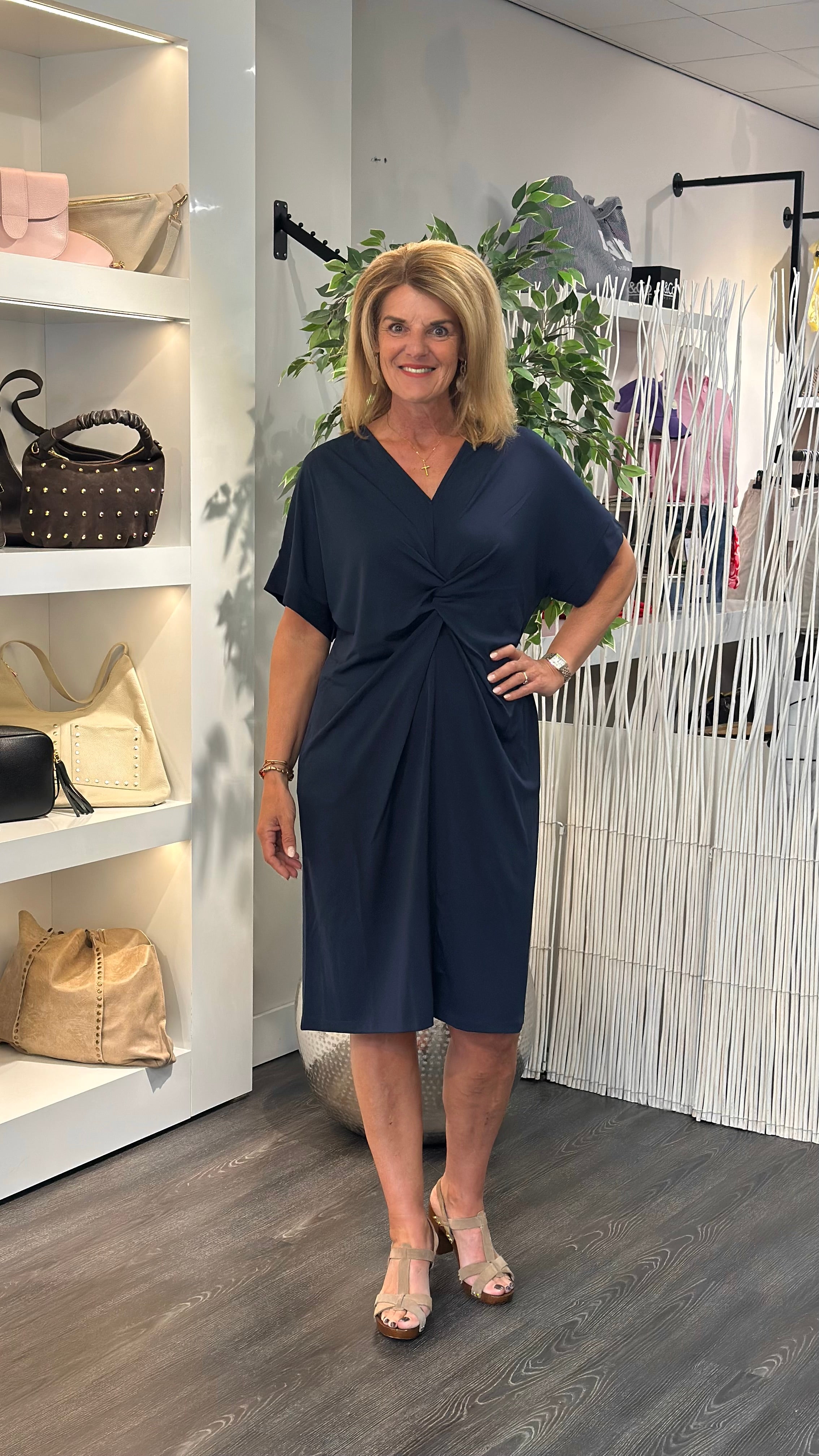 Freequent Floi Jurk Knot donkerblauw