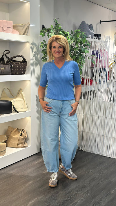 C&S Adine Knit Pullover dusty blue