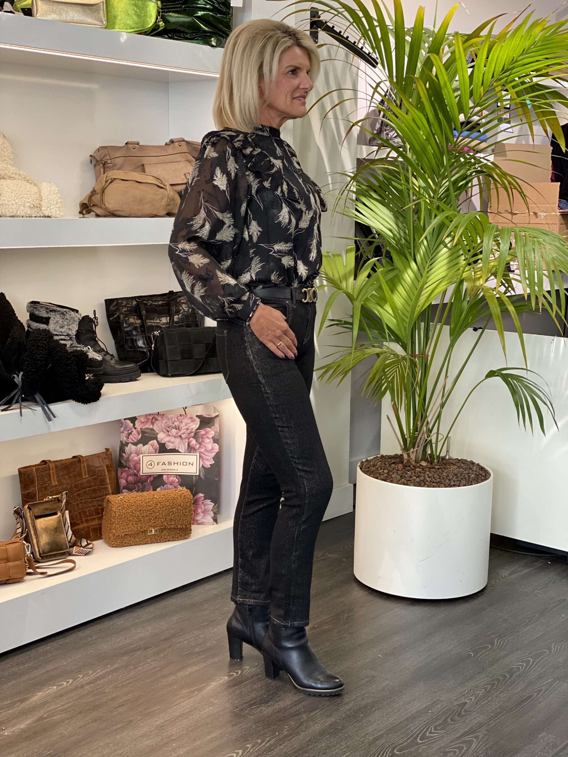 Red Button Laila Sparckle Regular Rise zwart/goud