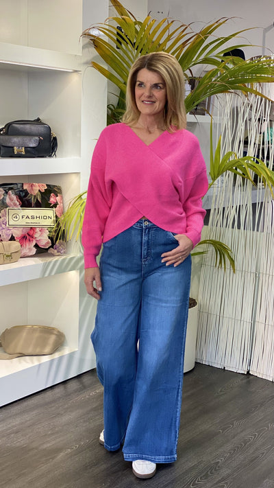 Azzurro Overslag Trui 89372 fuchsia