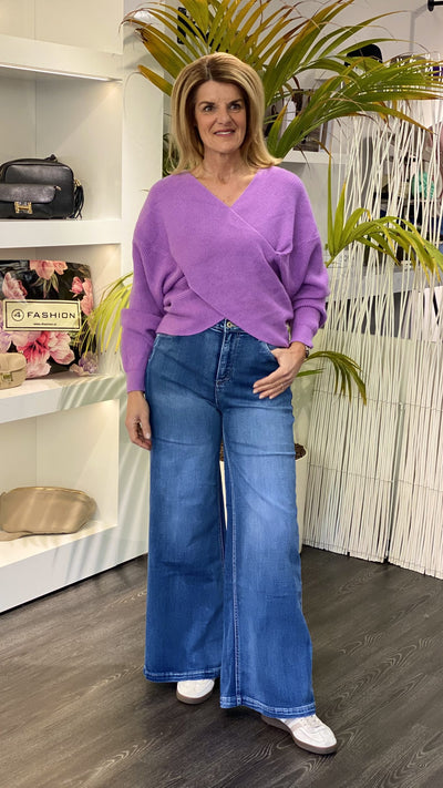 Azzurro Overslag Trui 89372 paars