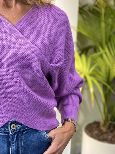 Azzurro Overslag Trui 89372 paars