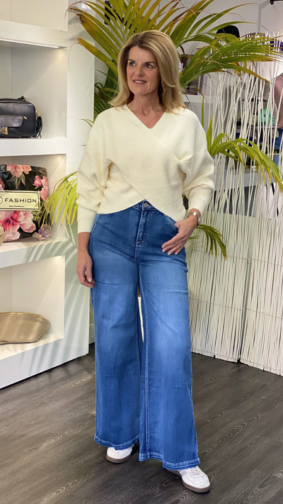 Azzurro Overslag Trui 89372 creme