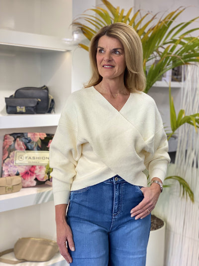 Azzurro Overslag Trui 89372 creme