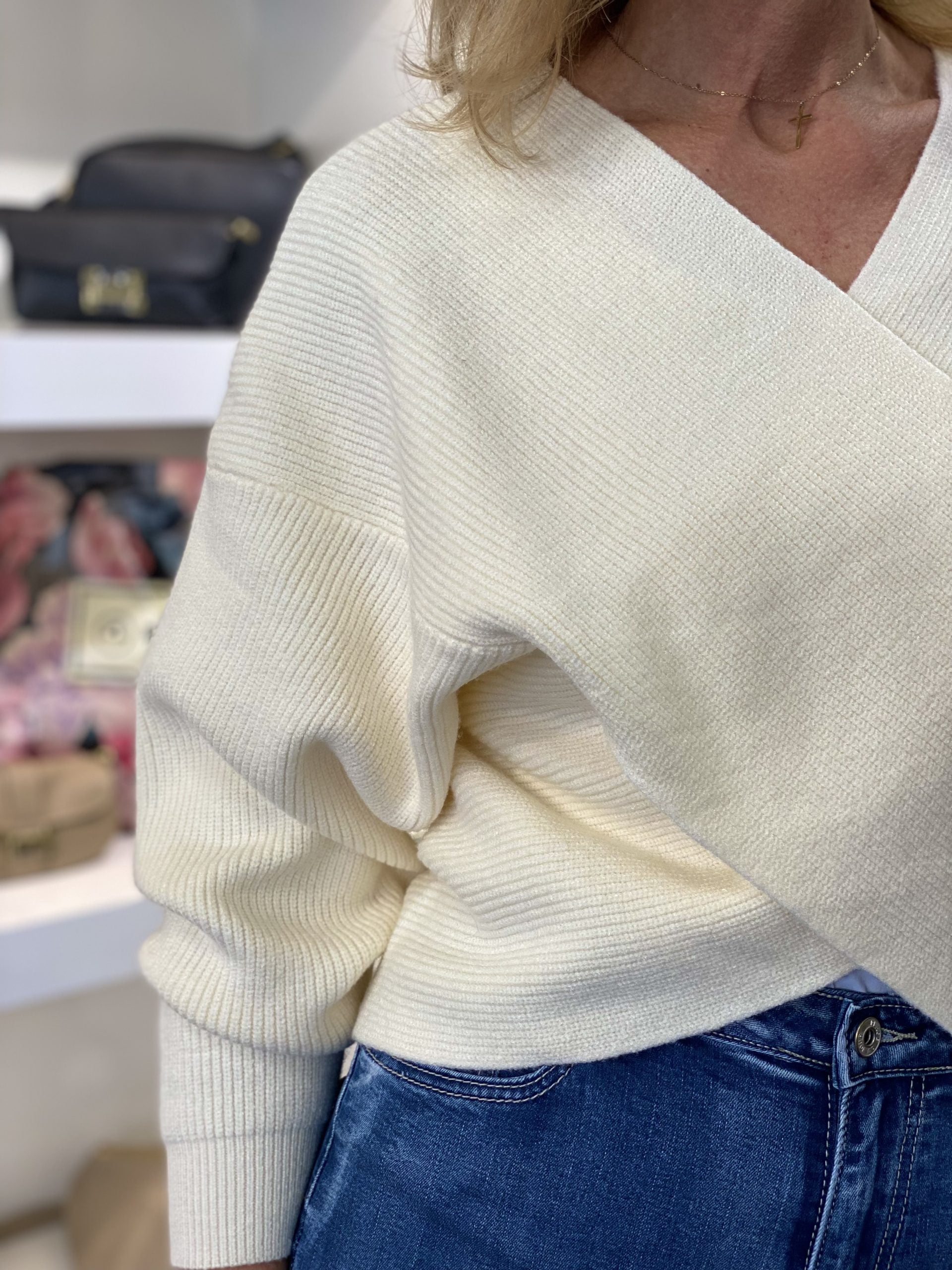 Azzurro Overslag Trui 89372 creme