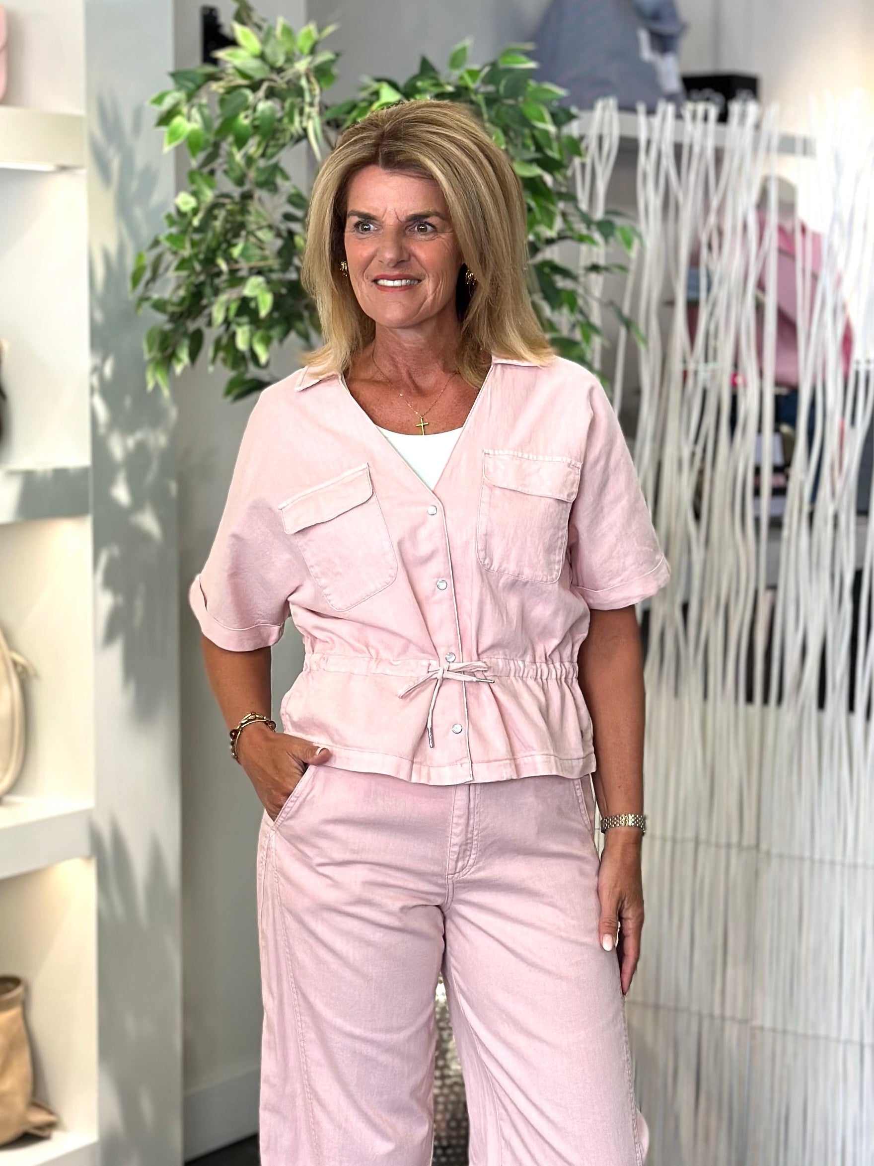 Red Button Claudette Cotton Linen Broek L31 blossom