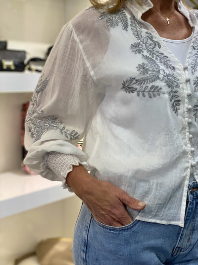 Fashion Blouse met V-hals offwhite
