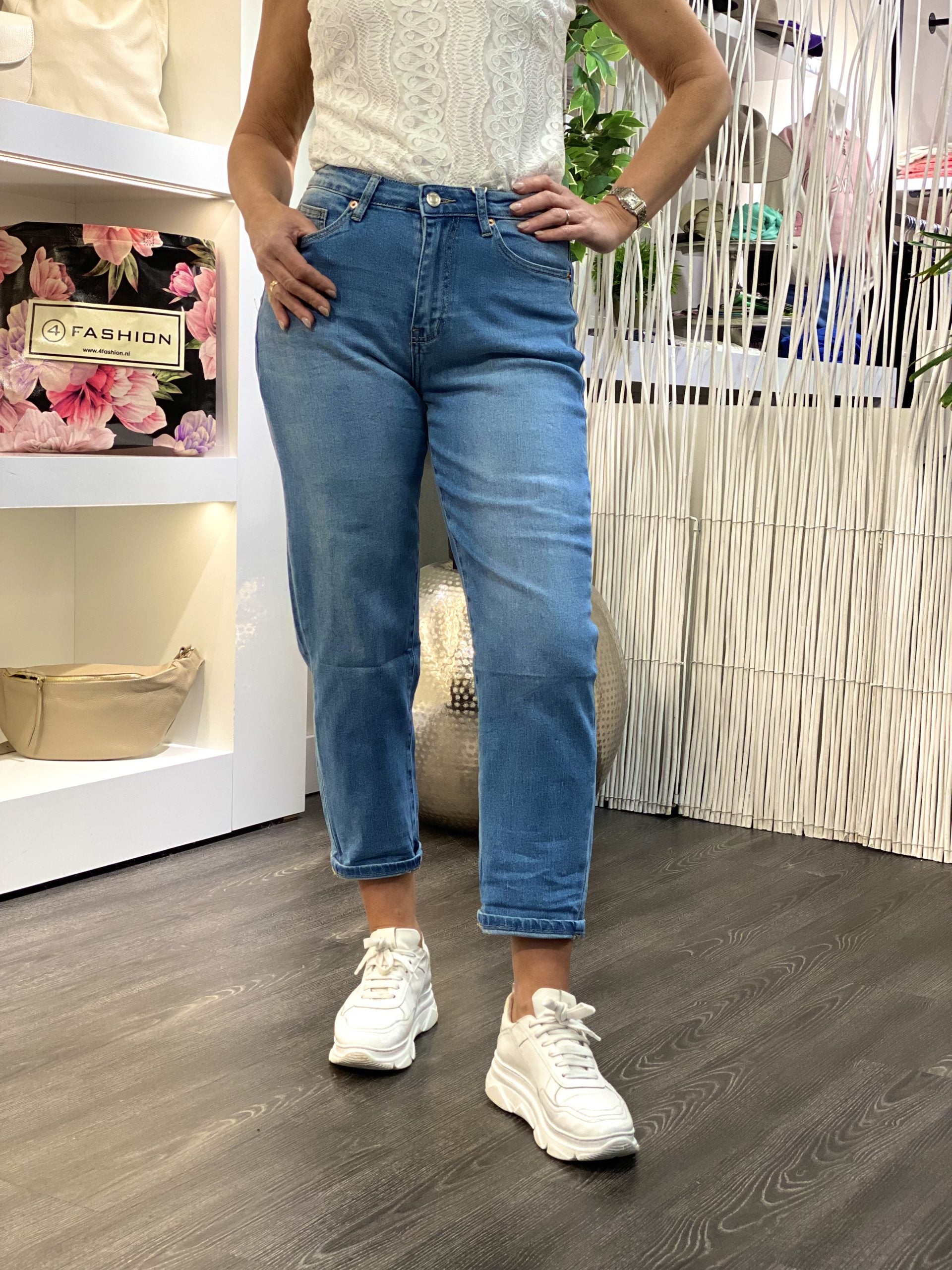 Jewelly Jeans Broek Mom Fit authentic blue JP8308