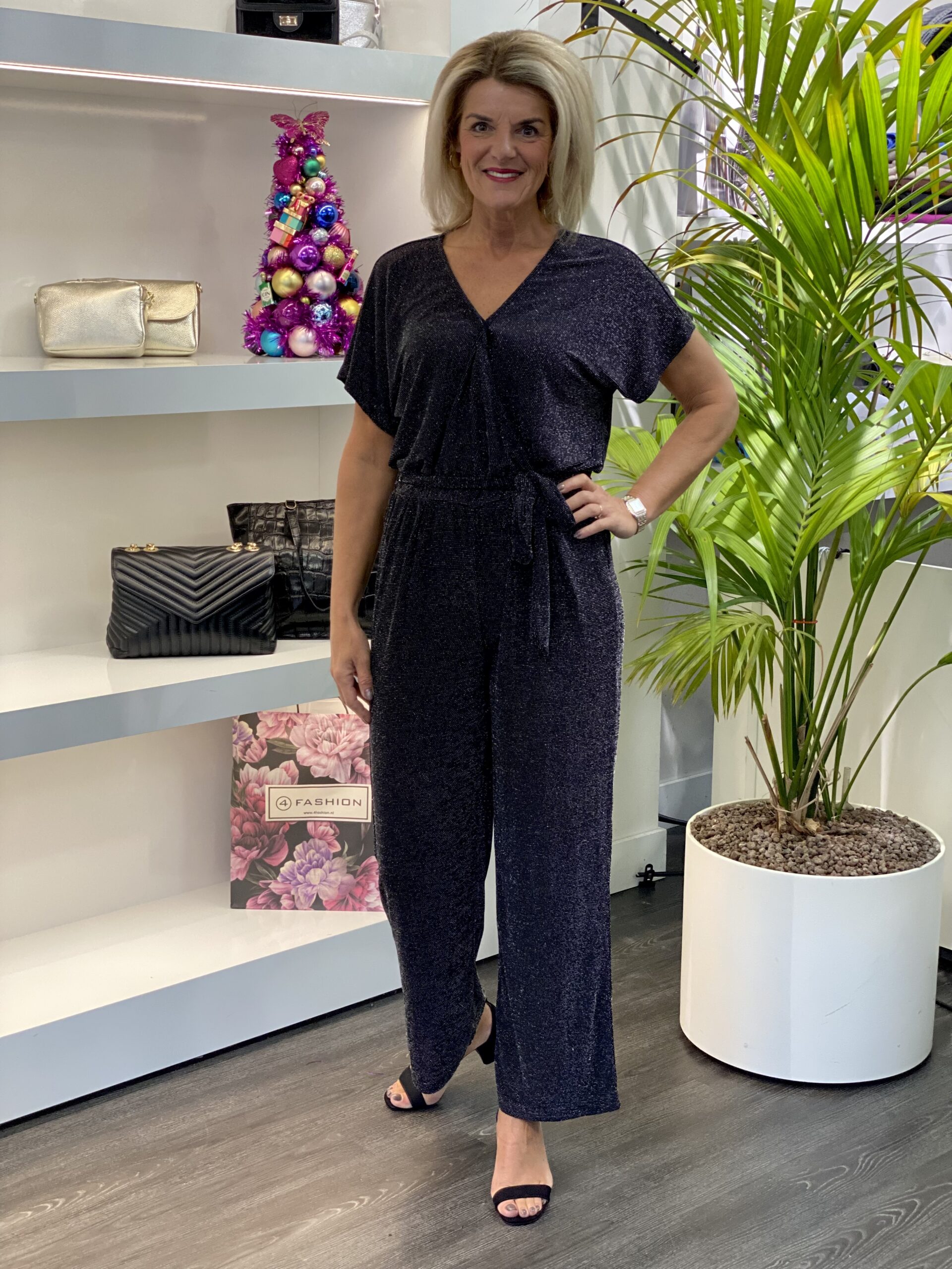 Freequent Jalux Jumpsuit zwart zilver