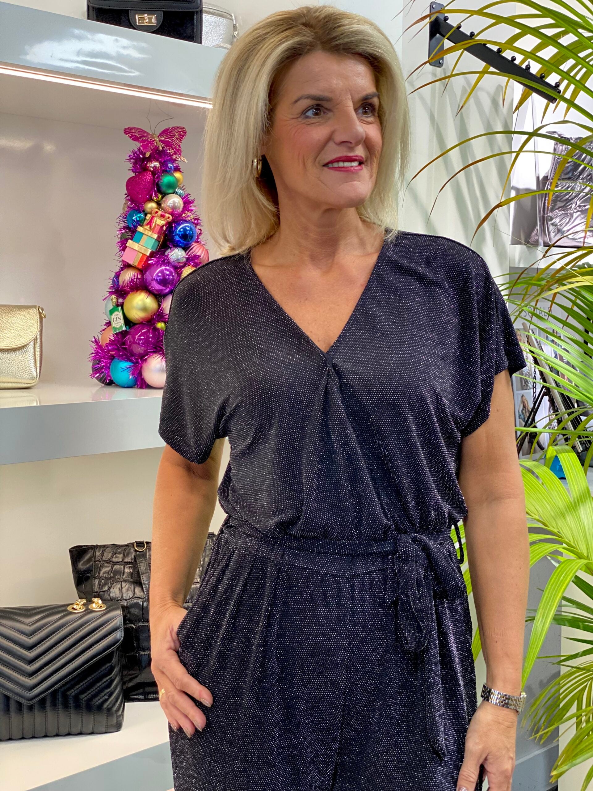 Freequent Jalux Jumpsuit zwart zilver