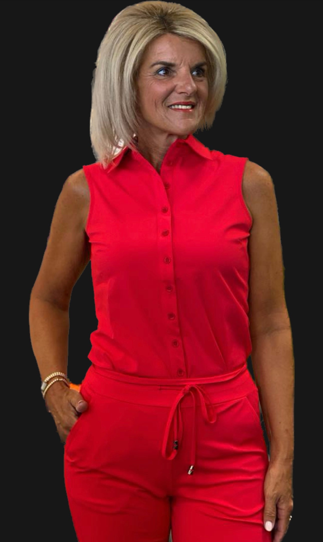 Mi Piace Travelstof Blouse Mouwloos rood 202299