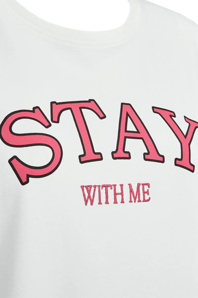 Freequent Fenjal Tee Shirt star off-white w. fuchsia purple