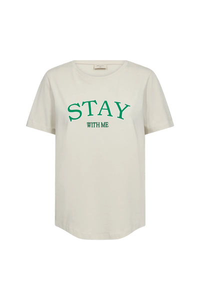 Freequent Fenjal Tee Shirt moonbeam w. bright green