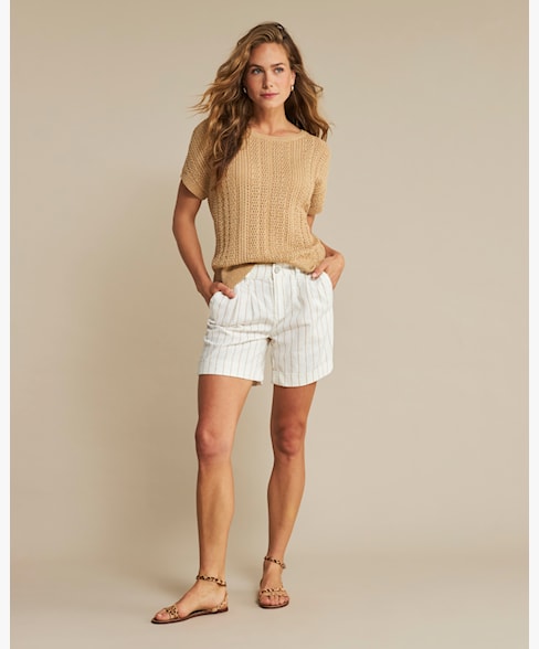 Red Button Bibette Short Denim Stripe sand