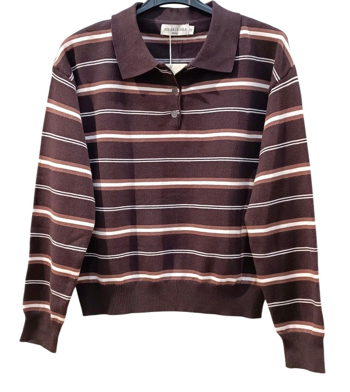 Polo Trui bruin streep 823