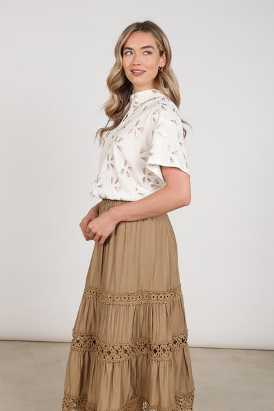 Nukus Britt Blouse Embroidery offwhite/gold