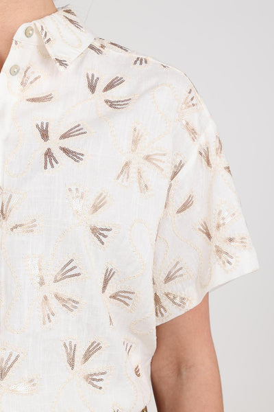 Nukus Britt Blouse Embroidery offwhite/gold