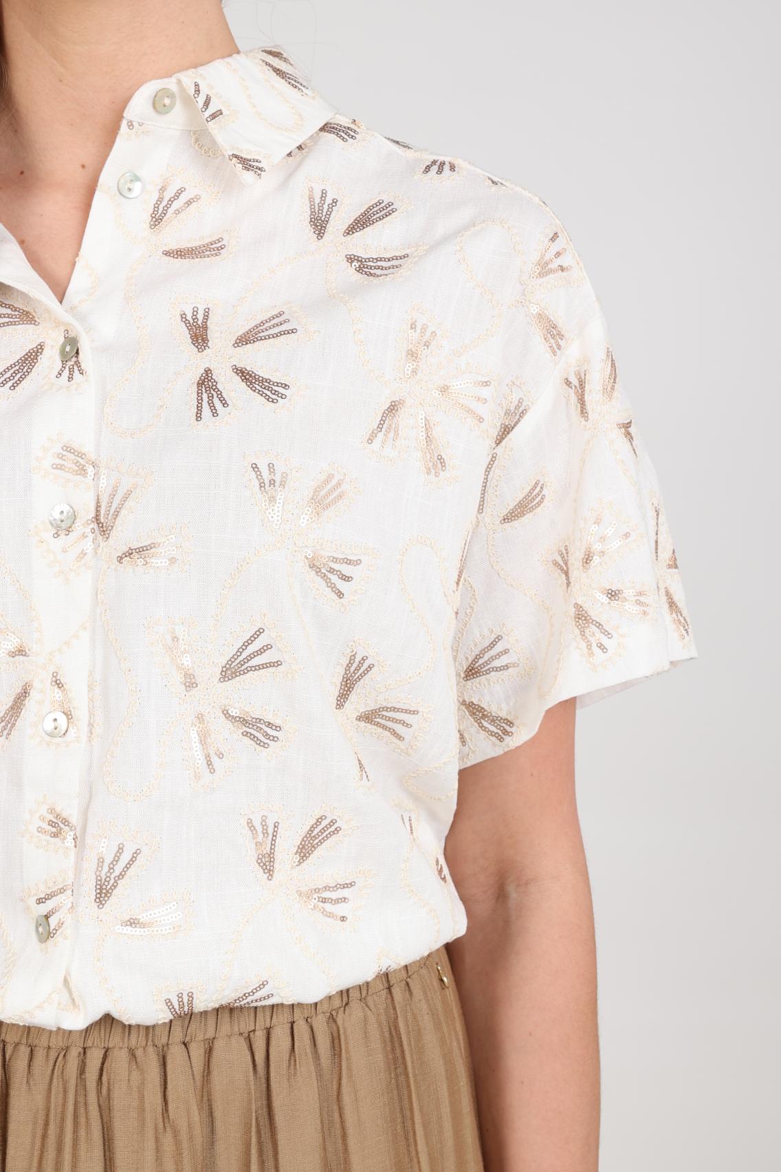 Nukus Britt Blouse Embroidery offwhite/gold