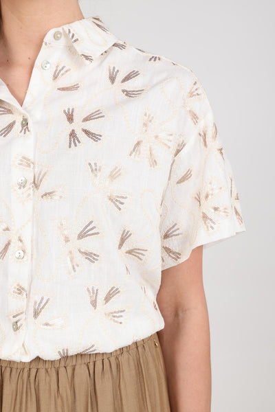 Nukus Britt Blouse Embroidery offwhite/gold