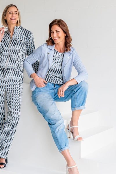 NED Yansel LS Suedine Jacket xenon blue