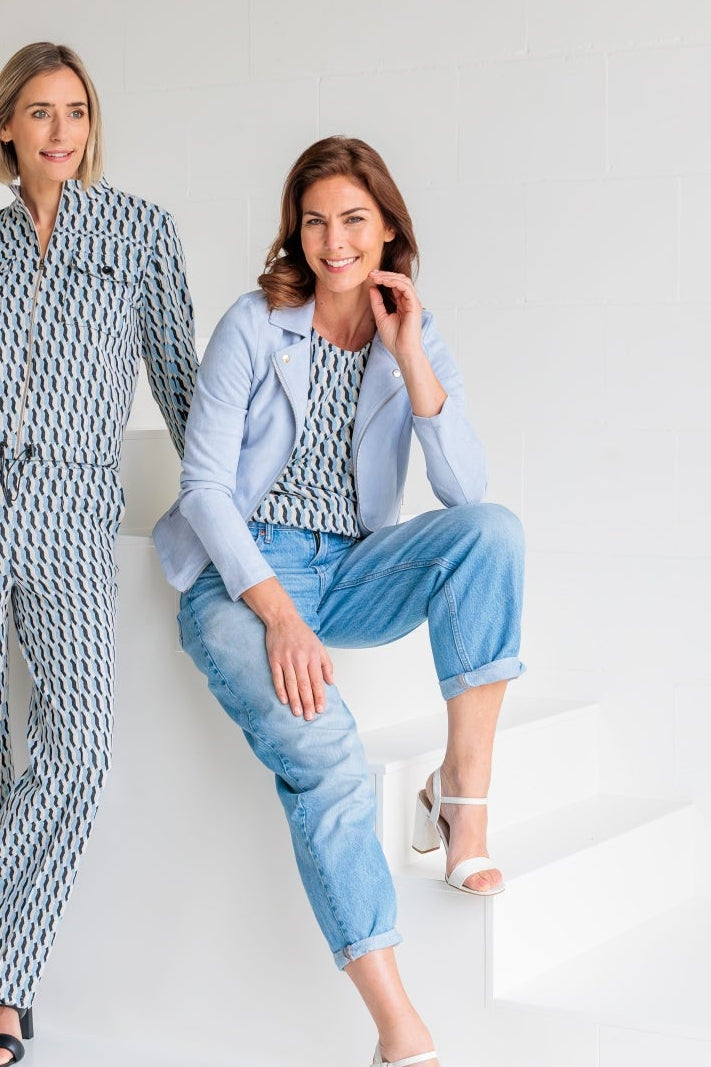 NED Yansel LS Suedine Jacket xenon blue