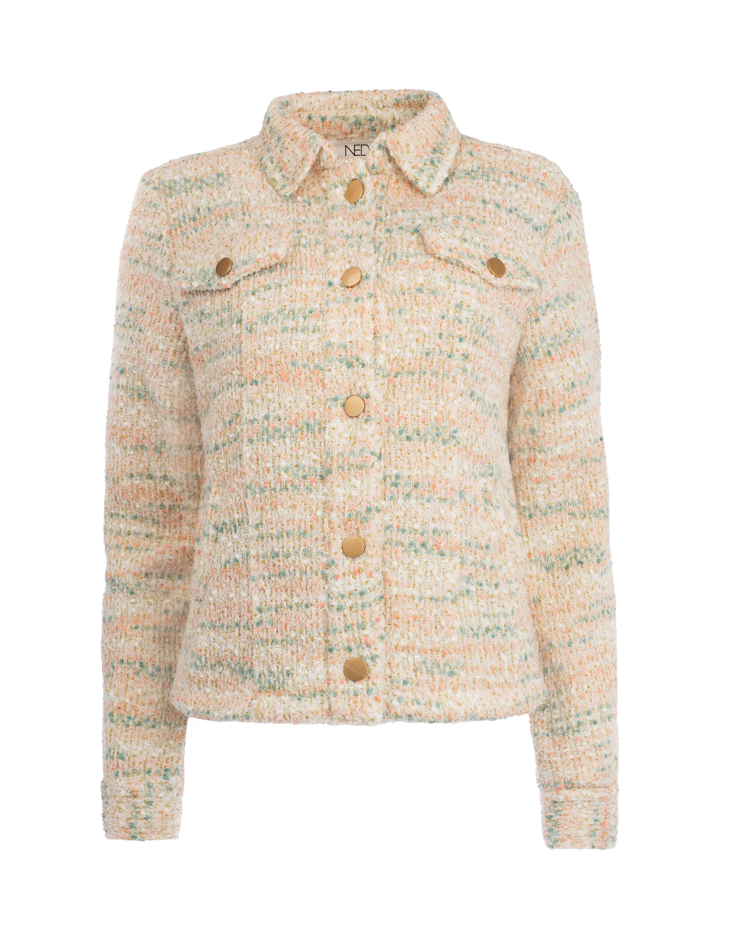 NED Galium LS Lurex Tweed Jacket salmon pink