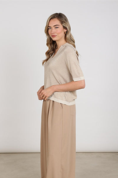 Nukus Keelie Top Lurex Sand