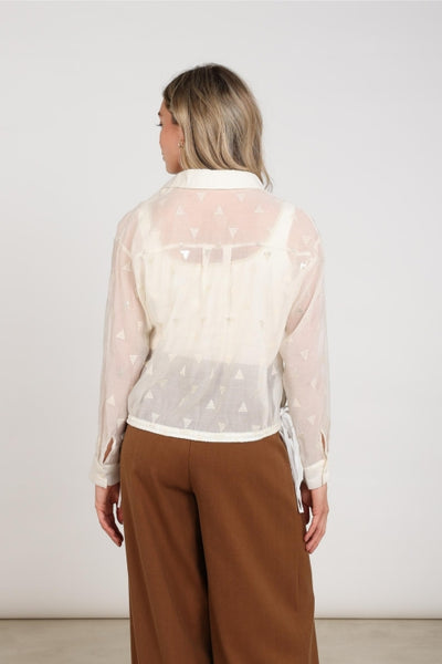 Nukus Ally Blouse Square Embroidery Off White