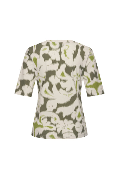 Mi Piace Travelstof Top V-Hals 202271 ikat ornaments print olive