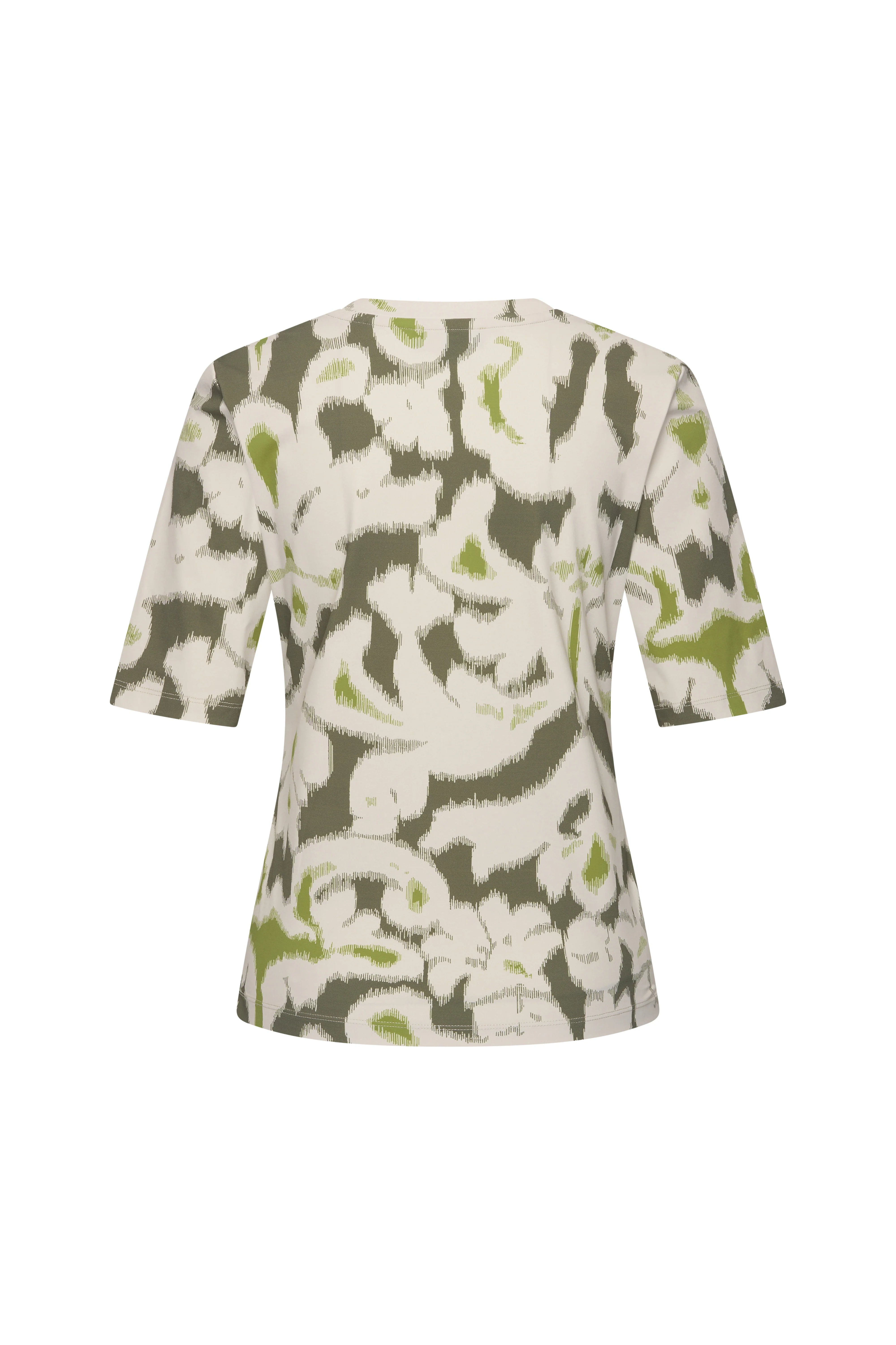 Mi Piace Travelstof Top V-Hals 202271 ikat ornaments print olive