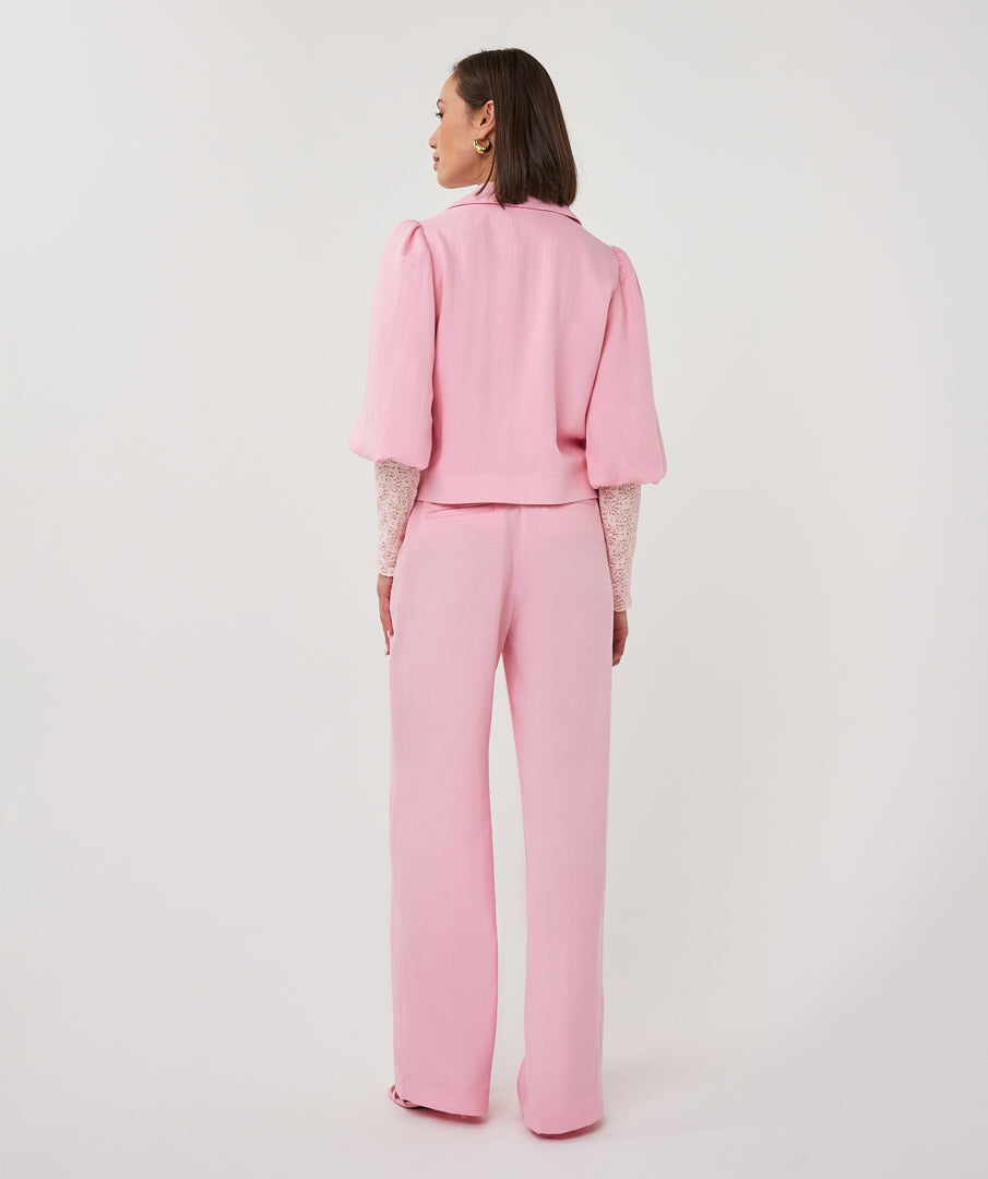 Esqualo Blazer Twill Cropped Puff Sleeve SP26.10047 romance rose
