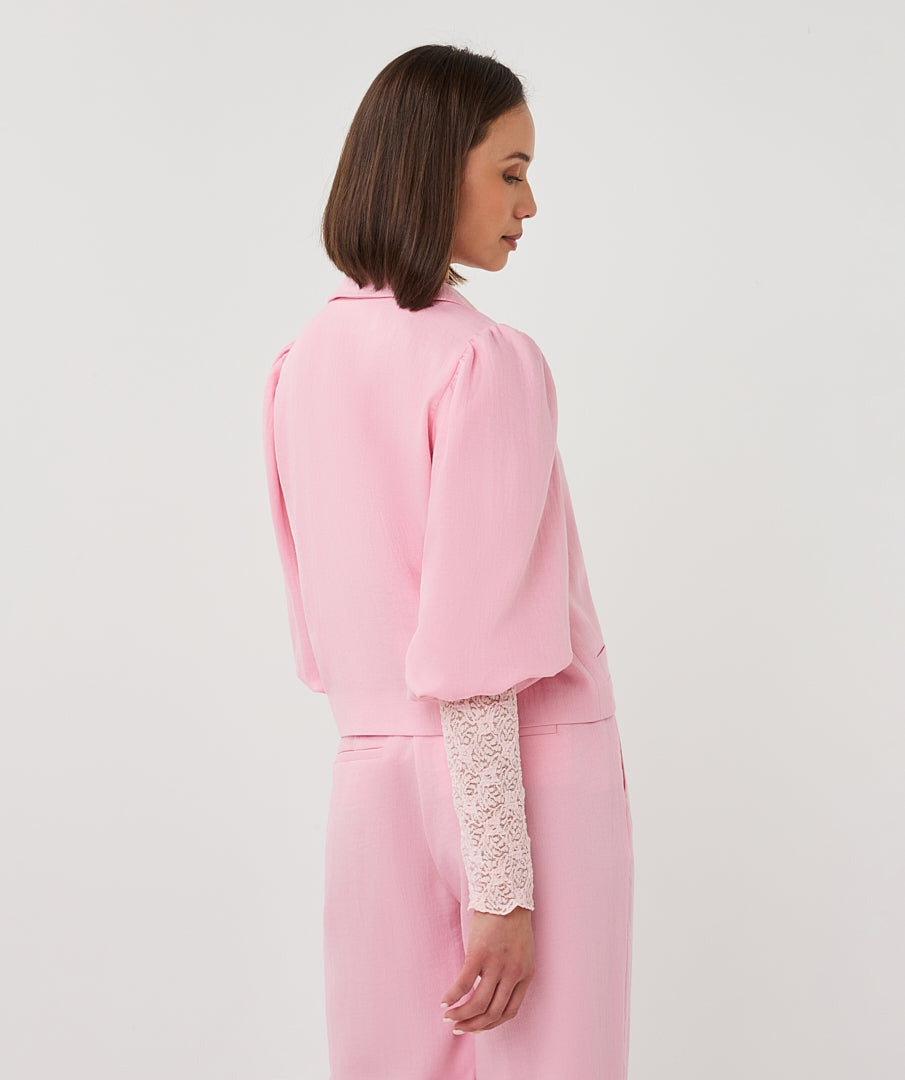 Esqualo Blazer Twill Cropped Puff Sleeve SP26.10047 romance rose