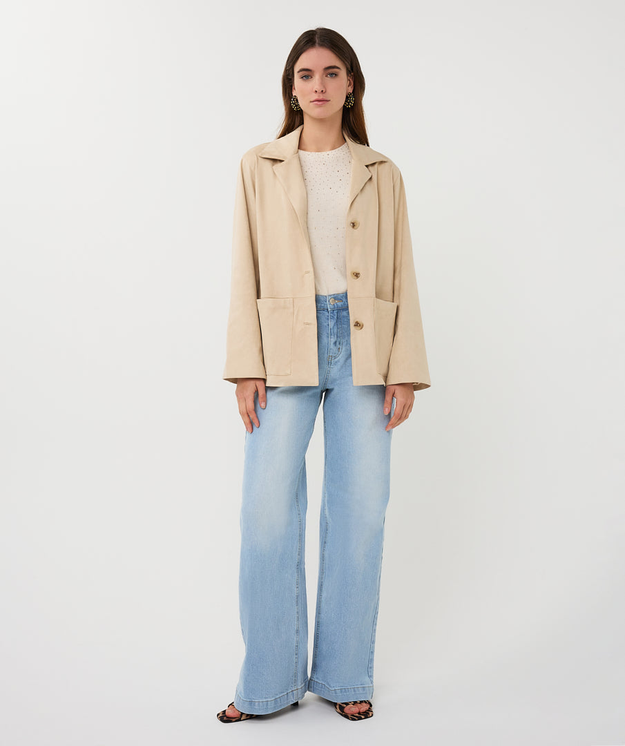 Esqualo Blazer Suedine SP26.37016 light sand