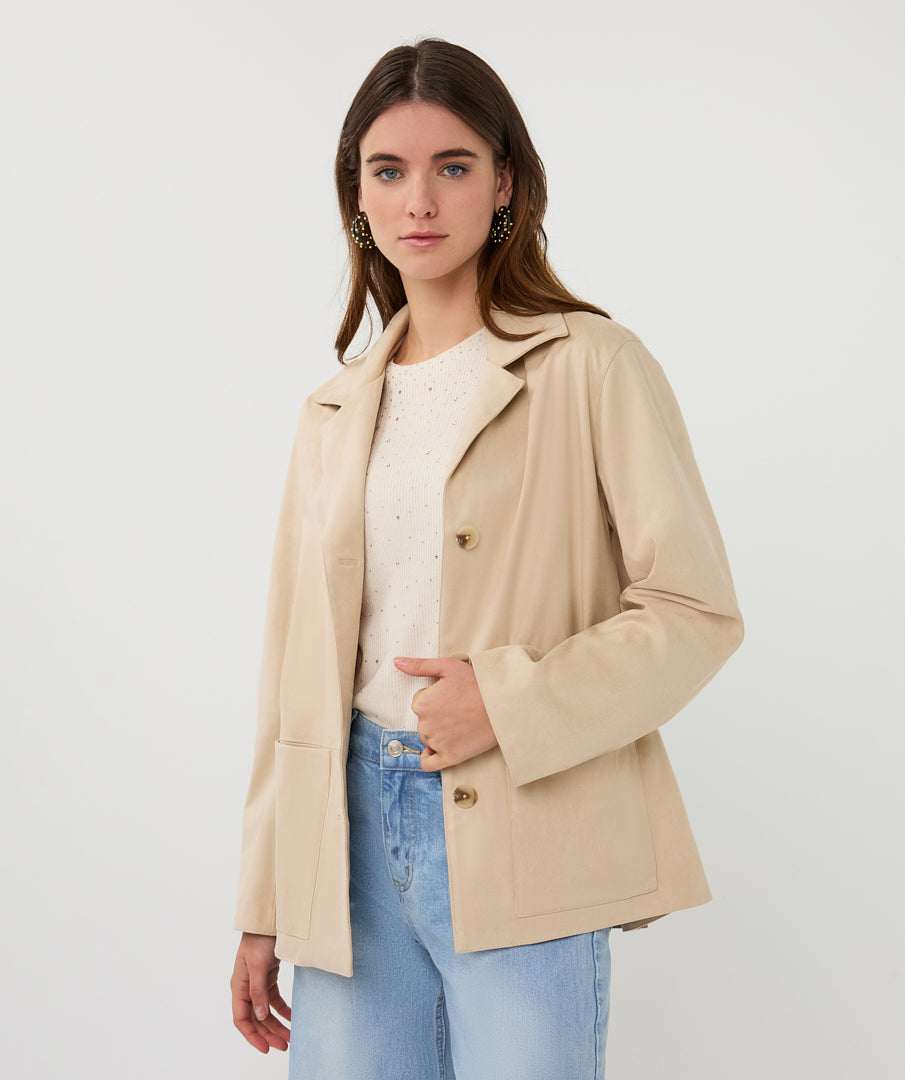 Esqualo Blazer Suedine SP26.37016 light sand