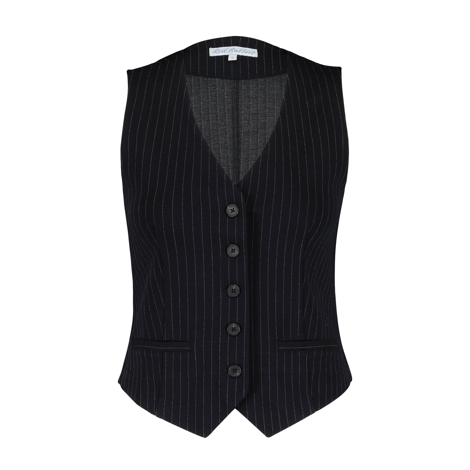 Red Button Gilet Punta Pinstripe Krijtstreep zwart