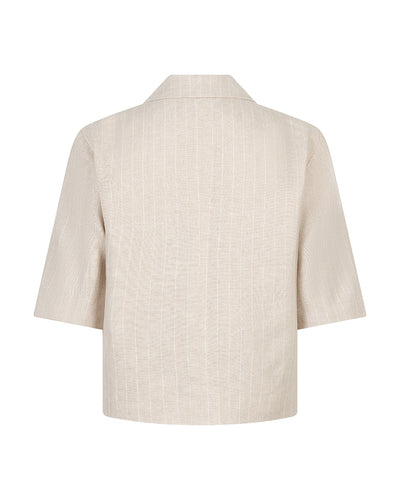 Red Button Blazer Linen/Visco Pinstripe pebble
