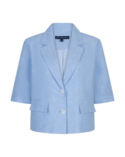 Red Button Blazer Linen/Visco Melange lightblue