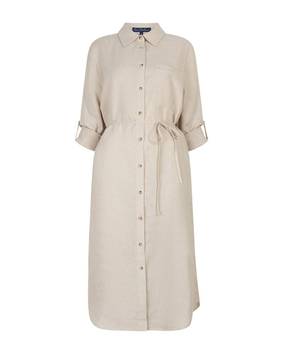 Red Button Shirtdress Linnen/Visco Melange pebble