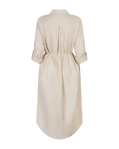 Red Button Shirtdress Linnen/Visco Melange pebble
