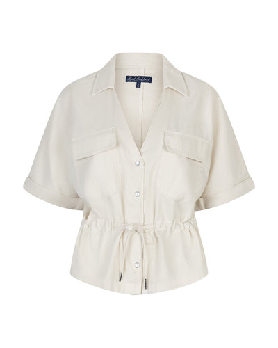 Red Button Drew Drawstring Co/Linnen Top pearl