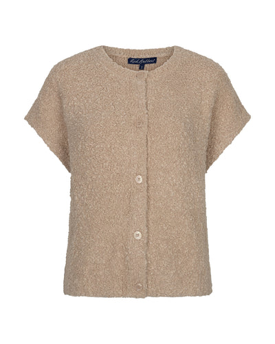 Red Button Sleeveless knit boucle - Latte