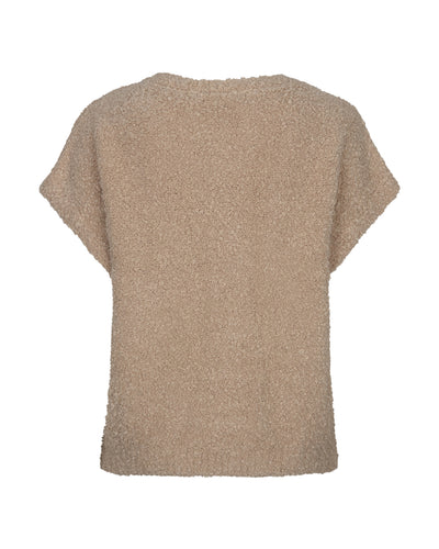 Red Button Sleeveless knit boucle - Latte