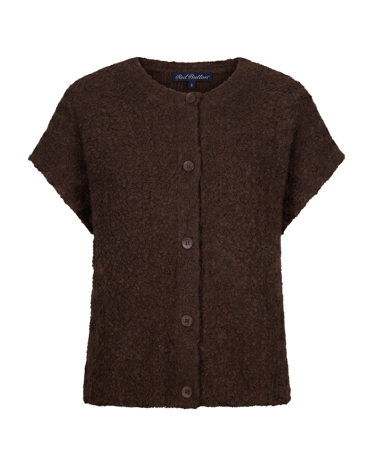 Red Button Sleeveless knit boucle Espresso