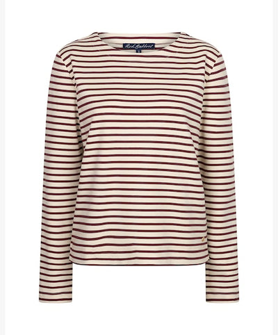 Red Button Terry Stripe Top creme/espresso