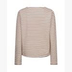 Red Button Terry Stripe Top creme/espresso