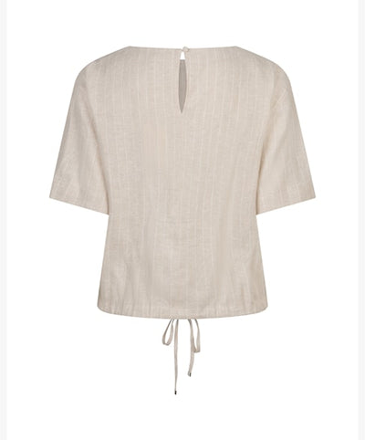 Red Button Skyler Linen/Visc Pinstripe Top pebble