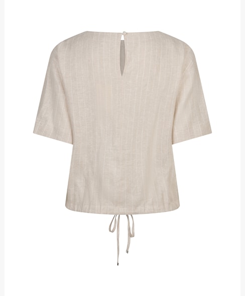 Red Button Skyler Linen/Visc Pinstripe Top pebble