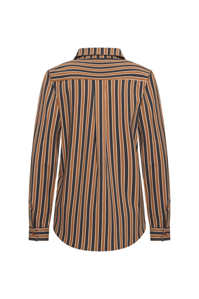 Mi Piace Travelstof Blouse Stripe Print 202711 espresso caramel