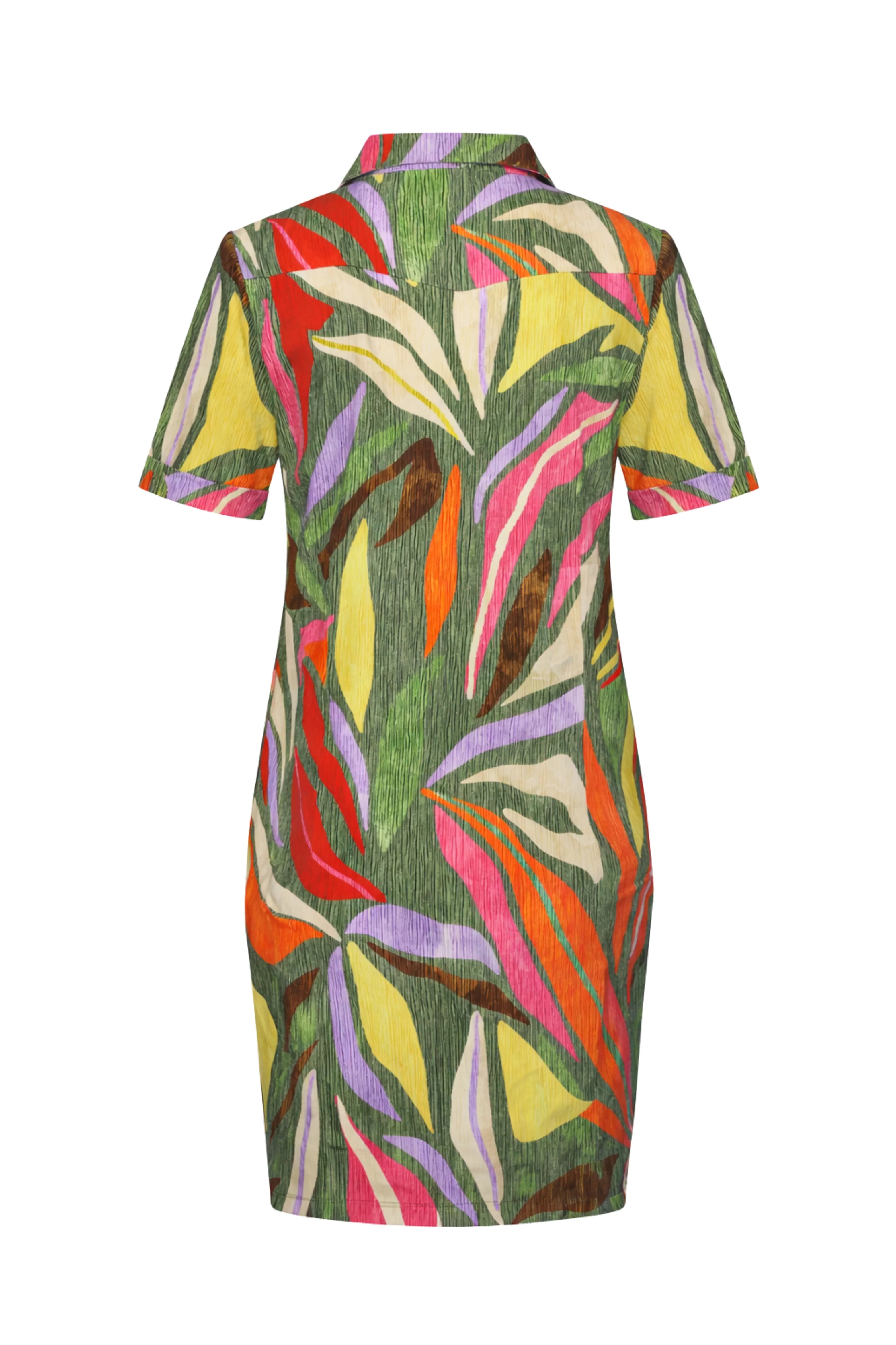 Mi Piace Travelstof Jurk 202605 summer leaf dance print olive