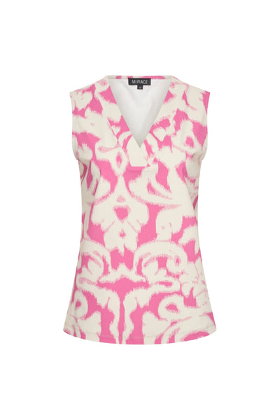 Mi Piace Travelstof Mouwloze Top 202425 ikat ornaments print rose